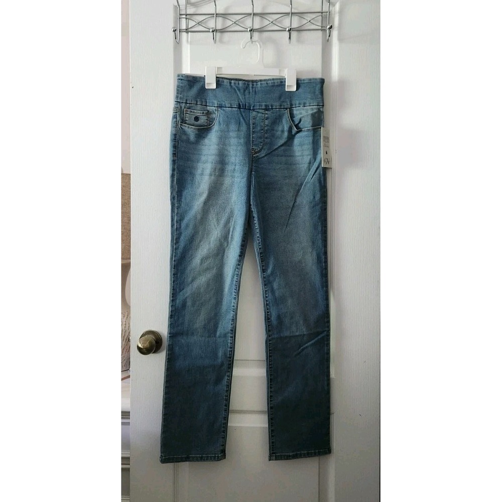 Gloria Vanderbilt Amanda Womensโ Pull-on Blue Jeans Pants Slimming High-Rise 18